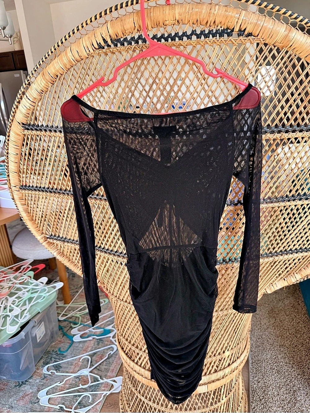 h:ours Ruched Mesh Mini Dress - Picture 6 of 8